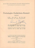 Bohm, Karl - Signed Program Vienna Philharmonic 1961