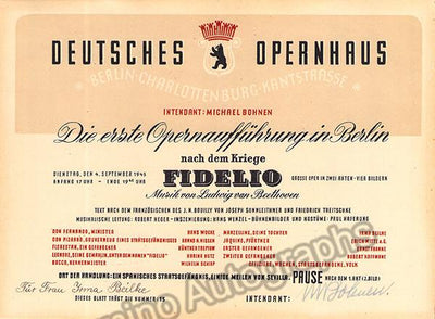 Bohnen, Michael - Balke, Irma - Signed Certificate