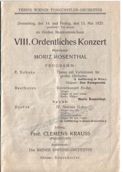 Bohnke, Emil - Concert Program Vienna 1925