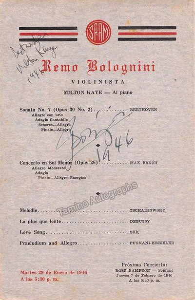 Bolognini, Remo - Signed Program Havana 1946