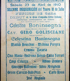 Boninsegna, Celestina - Teatro 18 Julio Playbill Montevideo 1910