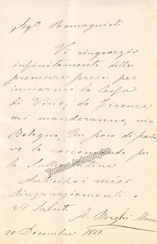 Borghi-Mamo, Adelaide - Autograph Letter Signed 1861 - Tamino