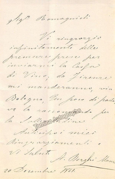 Borghi-Mamo, Adelaida - Autograph Letter Signed 1861
