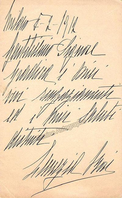 Bori, Lucrezia - Autograph Note Signed 1912