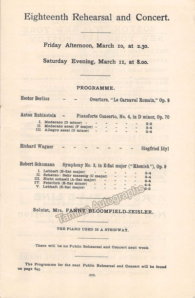 Boston Symphony Orchestra - Nikisch, Arthur - 3 Piano Concert Programs 1891-93
