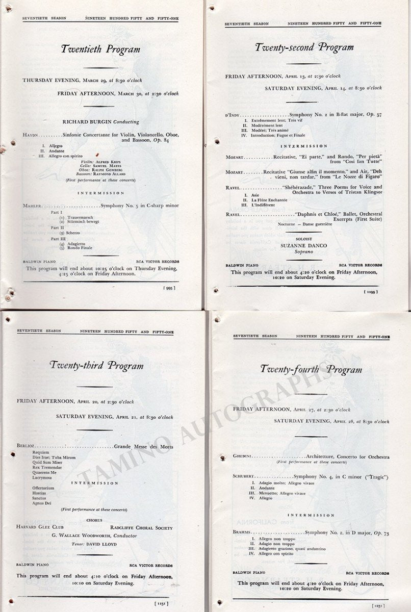 Boston Symphony Orchestra Program Lot 1950 51 Tamino boston-symphony-orchestra-program-lot-1950-51-tamino