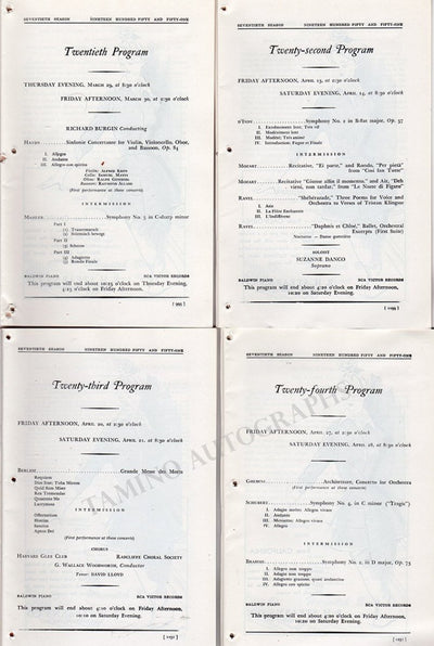 Boston Symphony Orchestra Program Lot 1950-51