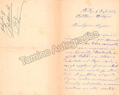 Bottero, Alessandro - Autograph Letter Signed 1887