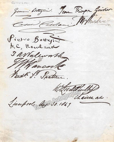 Bottesini, Giovanni - Bottesini, Pietro - Signed Album Page 1849