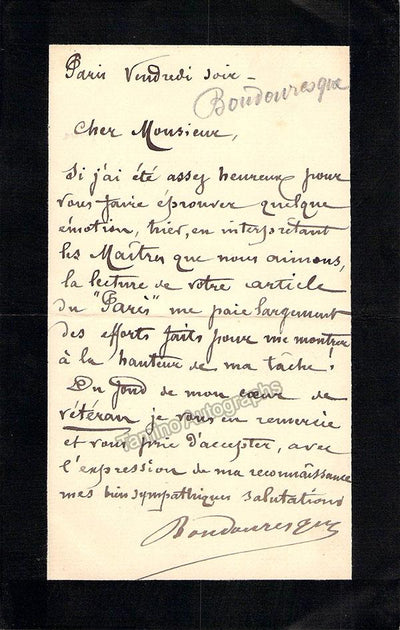Boudouresque, Auguste - Autograph Letter Signed