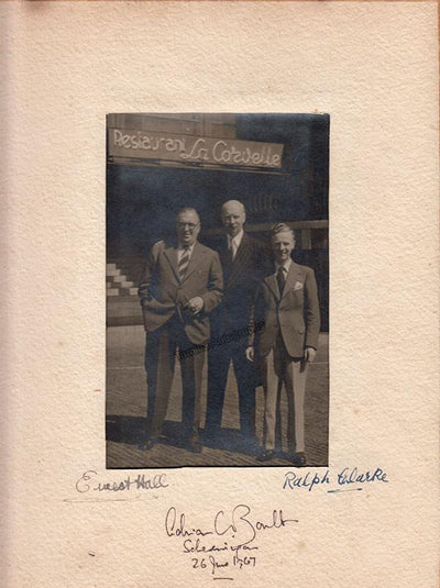 Boult, Adrian - Hall, Ernest - Clarke, Ralph - Triple Signed Photo 1967