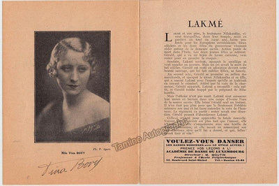 Bovy, Vina - Signed Program Paris 1934