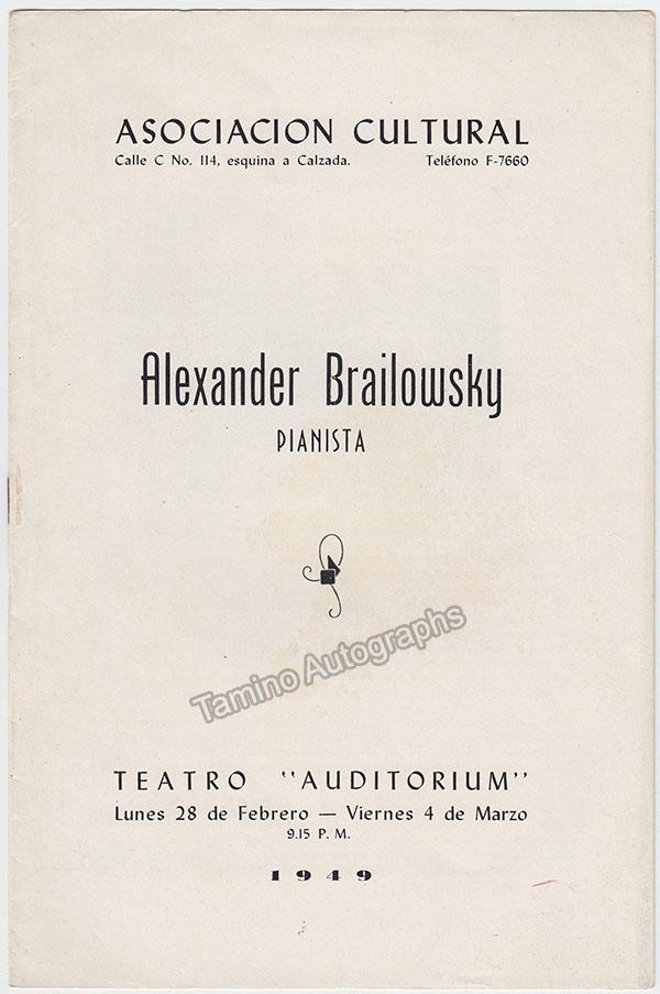 Brailowsky, Alexander - Signed Program Havana 1949 - Tamino