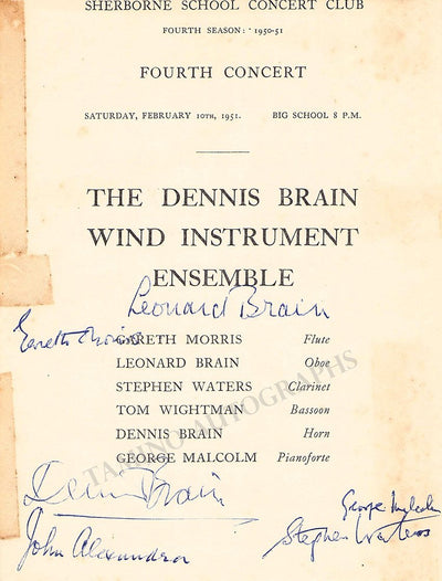 Brain, Dennis & Others - Signed Program Clip 1951