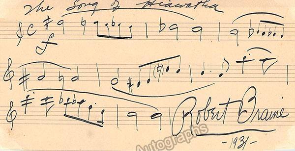 Braine, Robert - Autograph Music Quote Signed 1931