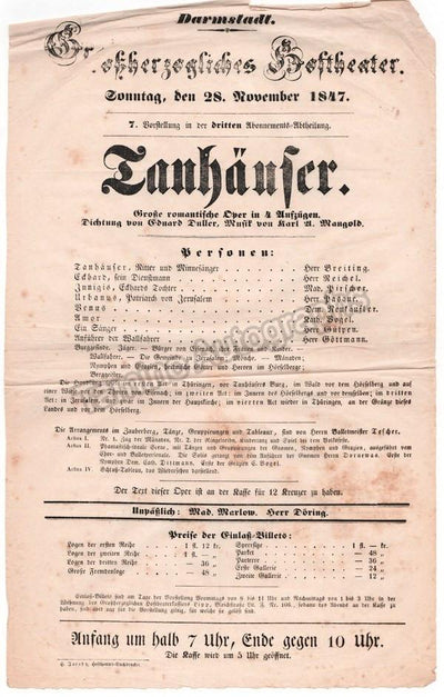 Breiting, Hermann - Large Collection of Playbills 1830s, 40s and 50s