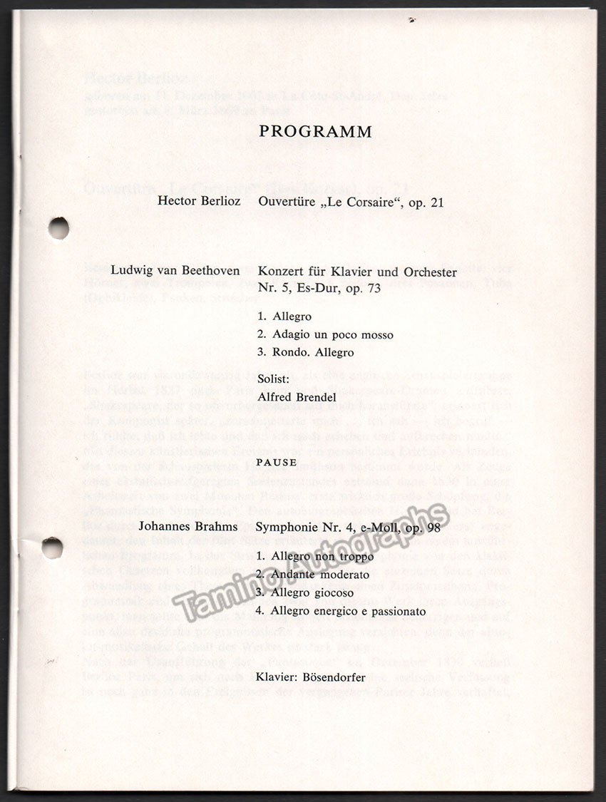 Brendel, Alfred - Kertesz, Istvan - Signed Program Vienna 1972 - Tamino
