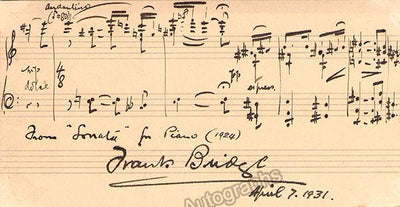 Bridge, Frank - Autograph Music Quote Signed in 1931