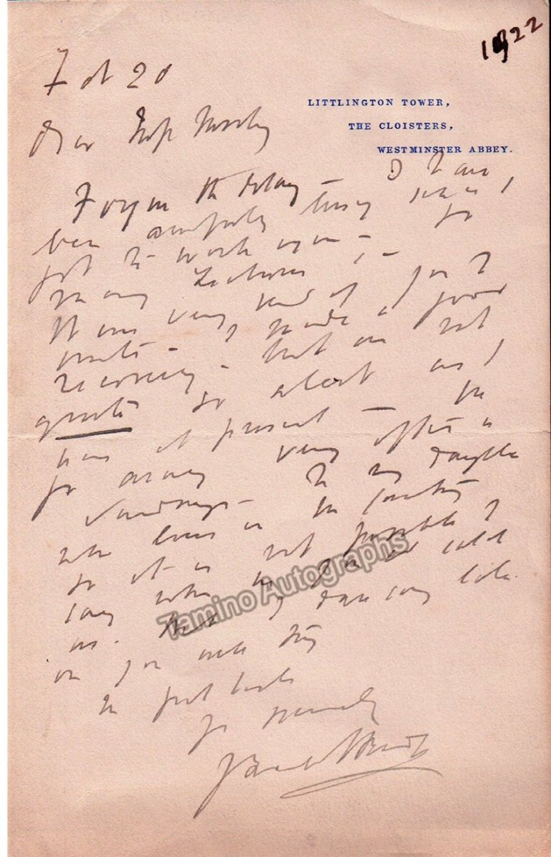 Bridge, John Frederick - Original Autograph Letter