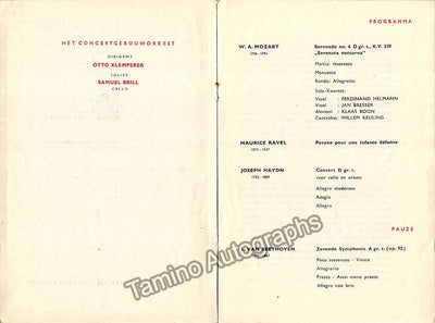Brill, Samuel - Concert Program Amsterdam 1947 - Otto Klemperer