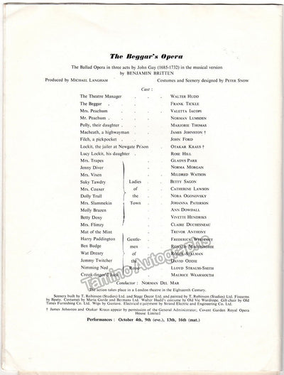 Britten, Benjamin - Concert Program London 1954