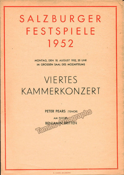 Britten, Benjamin - Concert Program Salzburg 1952