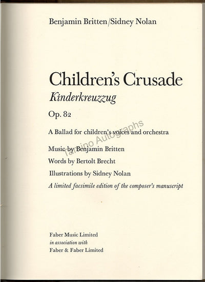 Britten, Benjamin - Nolan, Sidney - Signed Book "Kinderkreuzzug" 1973