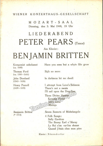 Britten, Benjamin - Pears, Peter - Concert Program Vienna 1949