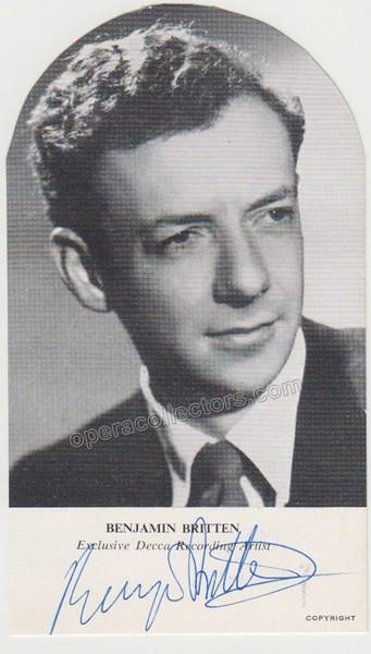Britten, Benjamin - Signed photo postcard