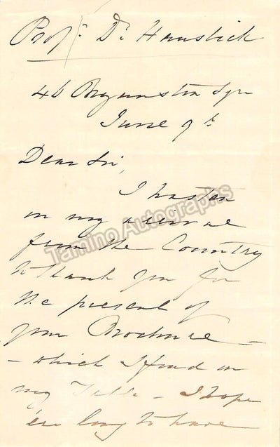 Broadwood, Henry Fowler - Autograph Note Signed