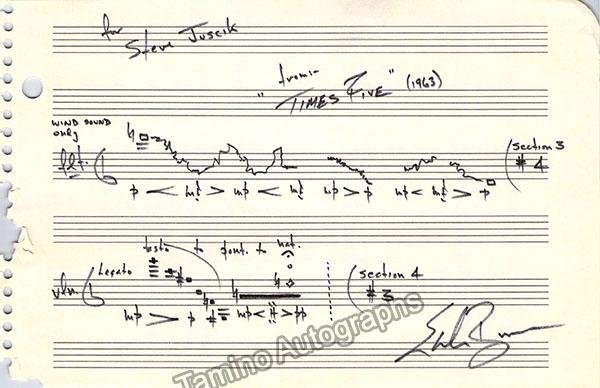 Brown, Earle - Autograph Music Quote Signed