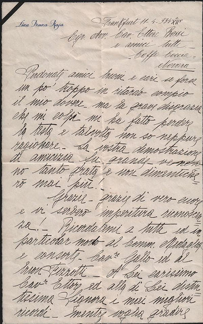 Bruna Rasa, Lina - Autograph Letter Signed 1934