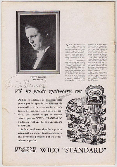 Busch, Fritz - Signed Program