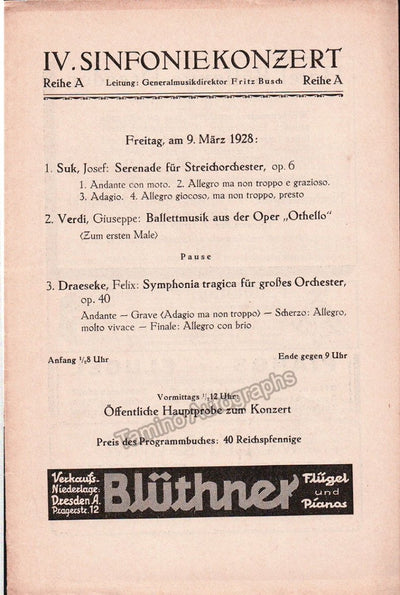 Busch, Fritz - Two Programs Dresden 1928
