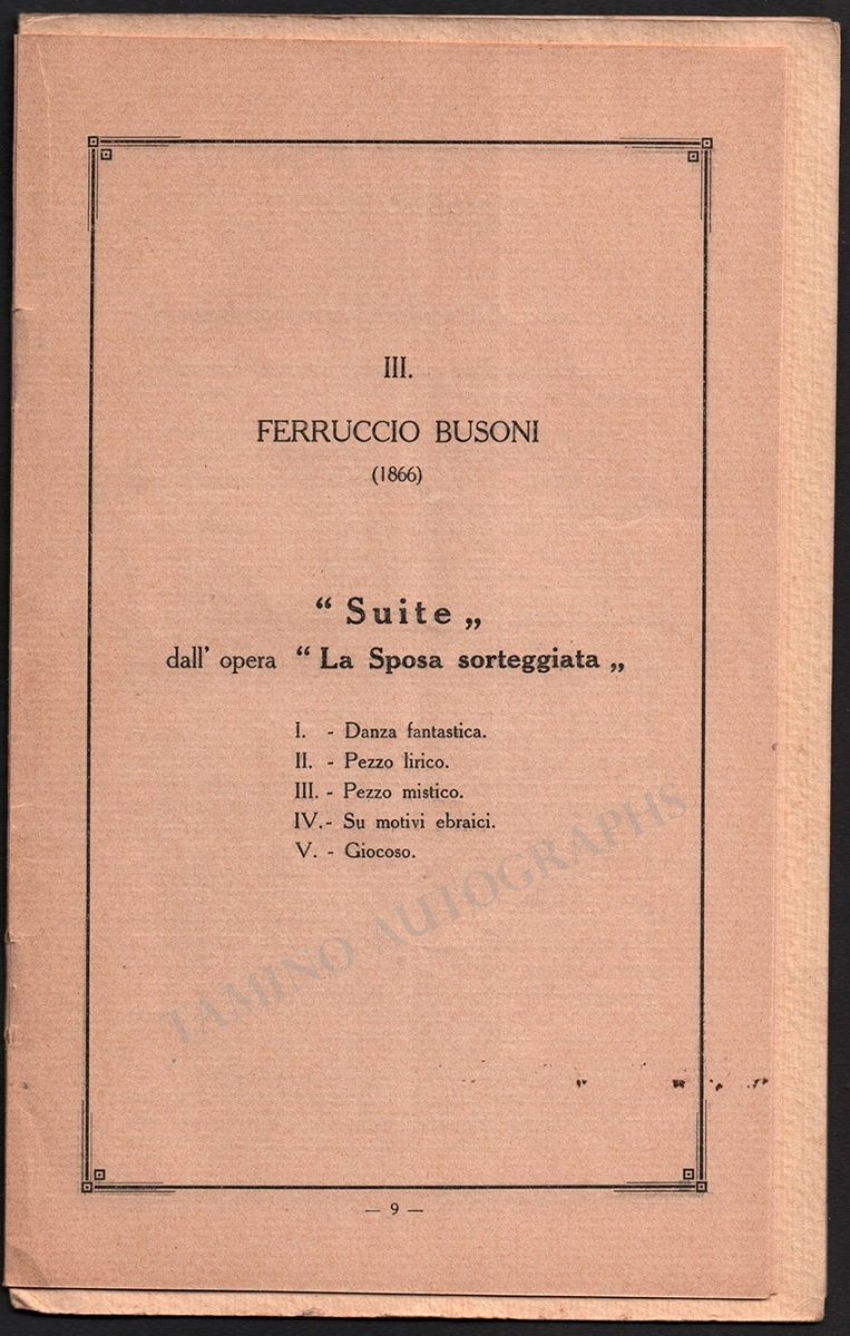 Busoni, Ferruccio - Program Lot 1912-1914 – Tamino