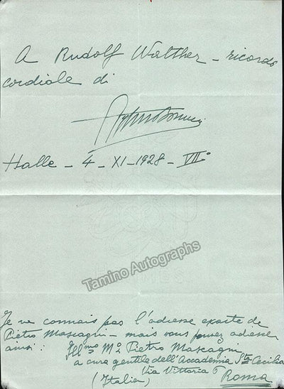 Bustini, Alessandro - Autograph Note Signed 1928