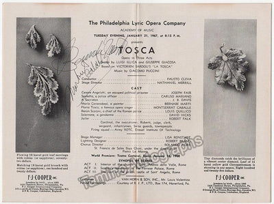 Caballe, Montserrat - Marti, Bernabe - Double Signed Program Philadelphia 1967