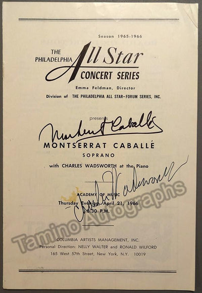 Caballe, Montserrat - Wadsworth, Charles - Signed Program Philadelphia 1966