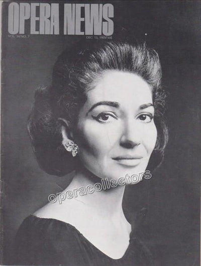 Callas, Maria - Opera News Magazine 1969