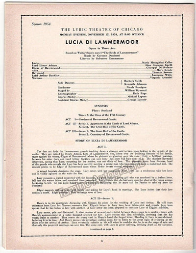 Callas, Maria - Performance Program Chicago 1954