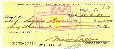 Callas, Maria - Signed Check 1975