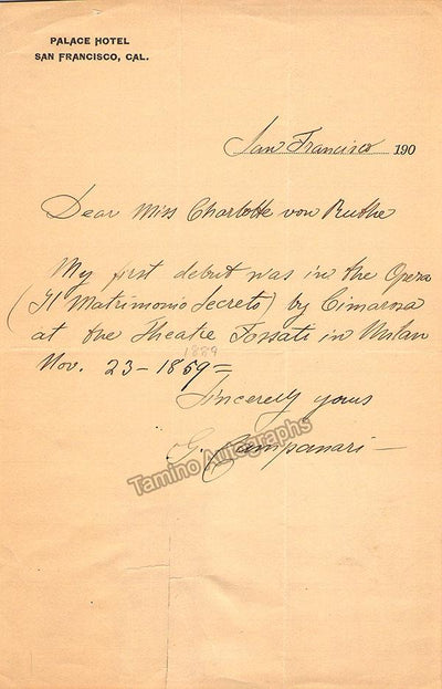 Campanari, Giuseppe - Autograph Note Signed