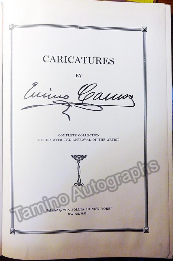 "Caricatures by Enrico Caruso" - Original Book 1922 Signed by Author Marziale Sisca - Tamino