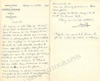 Carre, Albert - Lot of 3 Autograph Letters Signed