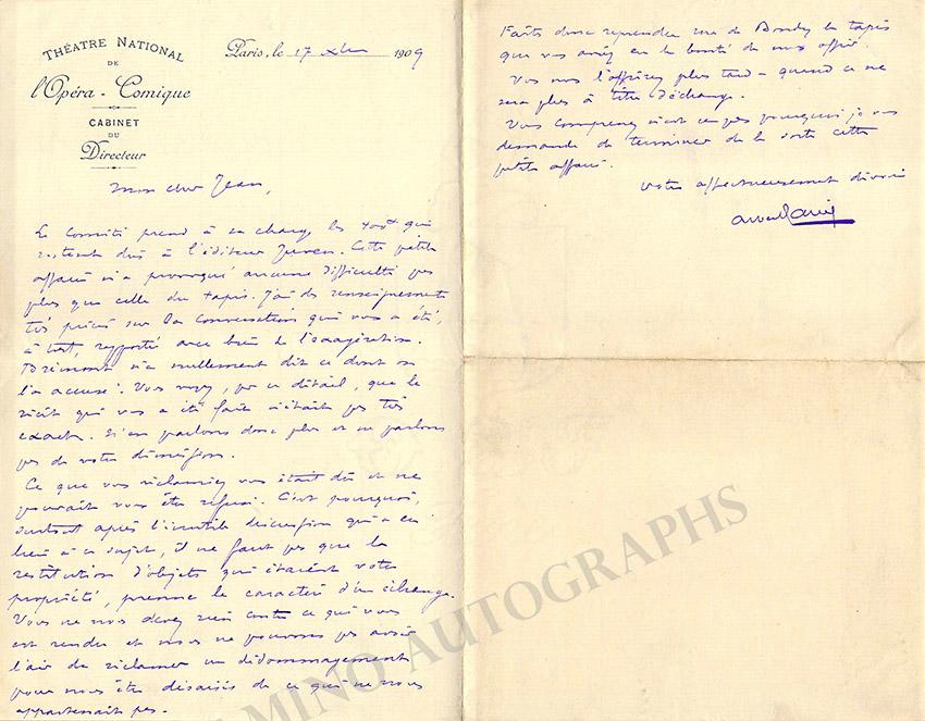 Carre, Albert - Lot of 3 Autograph Letters Signed - Tamino