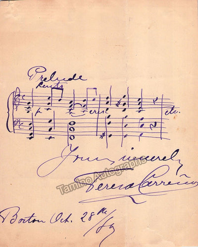 Carreño, Teresa - Autograph Music Quote Signed