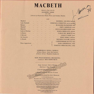 Carreras, Jose - Cossotto, Fiorenza - Signed LP Booklet 1978