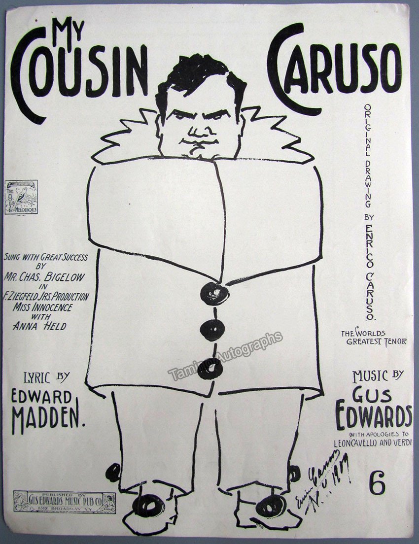 Caruso, Enrico - Large Format Music Sheet of My Cousin Caruso 1909