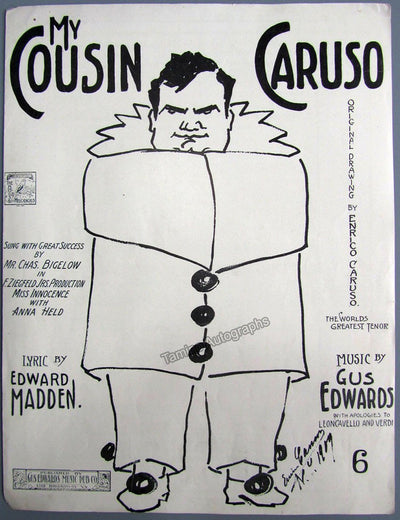 Caruso, Enrico - Large Format Music Sheet of My Cousin Caruso 1909