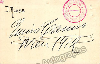 Caruso, Enrico - Signed card and photo postcard